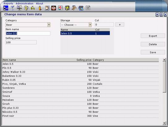 Cafe management billing software - Drink/food categories administration